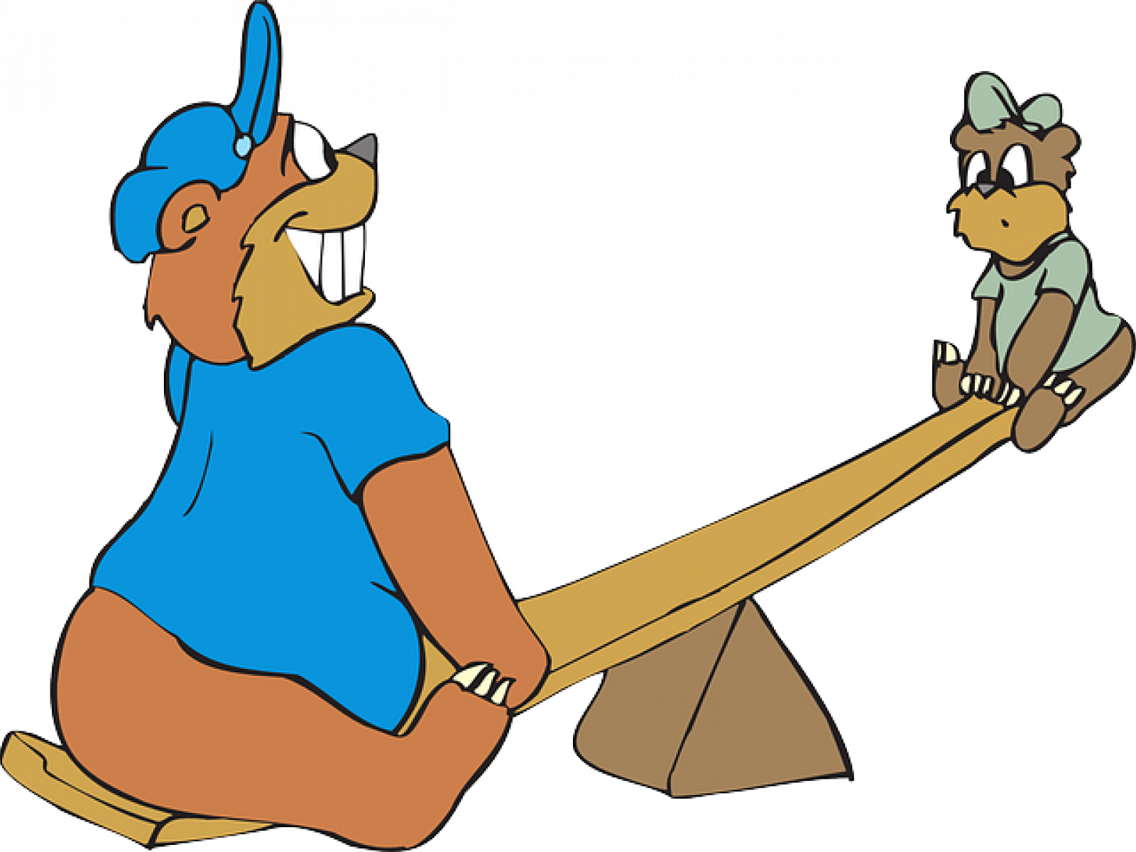 Little and big bears on see-saw Little and big bears on see-saw